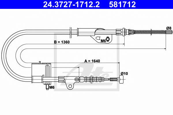 Ate 24.3727-1712.2 Cable Pull, parking brake 24372717122