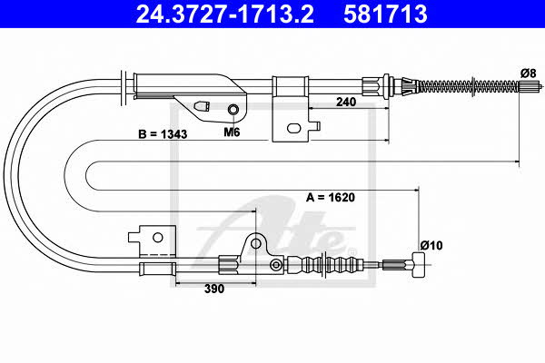 Ate 24.3727-1713.2 Parking brake cable left 24372717132