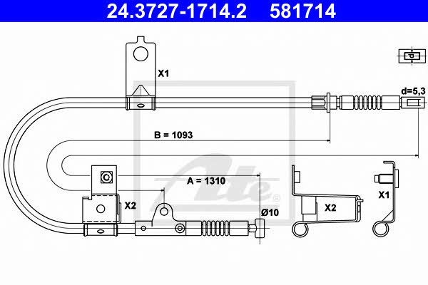 Ate 24.3727-1714.2 Parking brake cable, right 24372717142