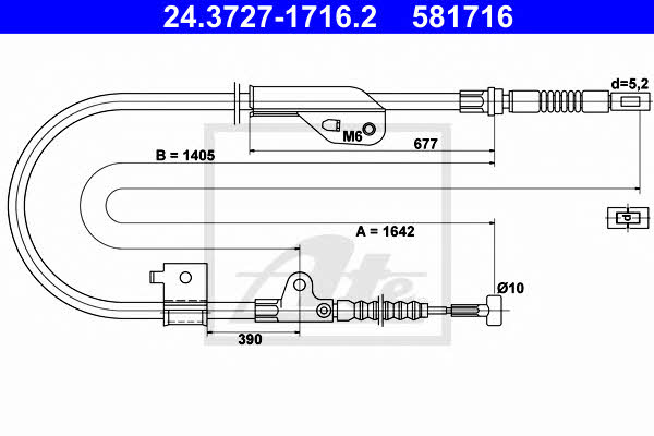 Ate 24.3727-1716.2 Parking brake cable left 24372717162