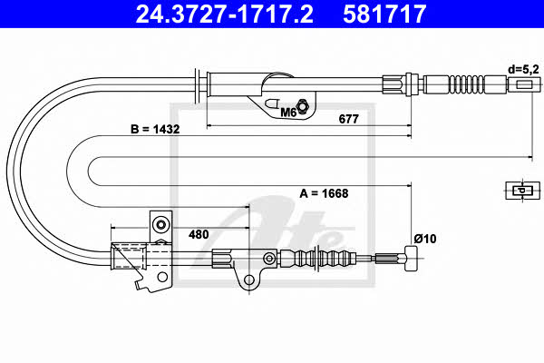 Ate 24.3727-1717.2 Parking brake cable, right 24372717172