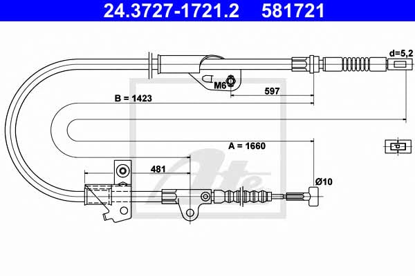 Ate 24.3727-1721.2 Cable Pull, parking brake 24372717212