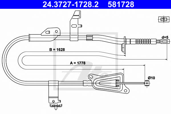 Ate 24.3727-1728.2 Parking brake cable, right 24372717282