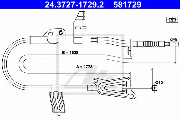 Ate 24.3727-1729.2 Cable Pull, parking brake 24372717292