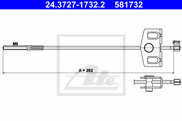 Ate 24.3727-1732.2 Cable Pull, parking brake 24372717322