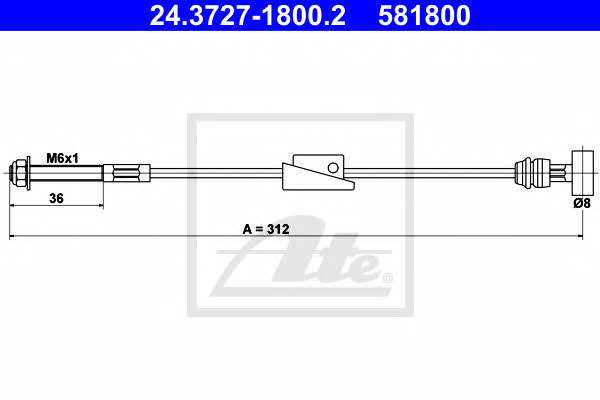 Ate 24.3727-1800.2 Cable Pull, parking brake 24372718002