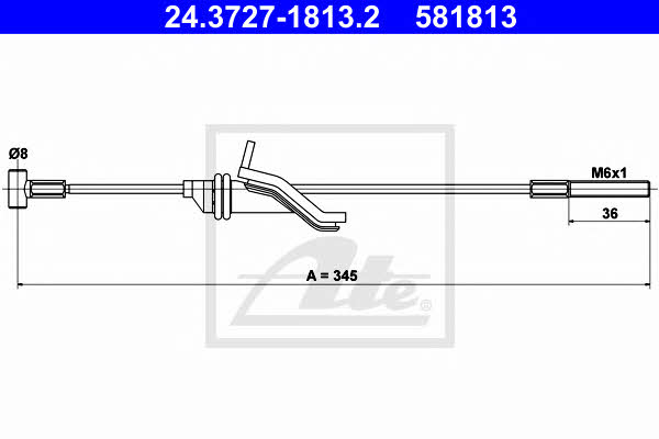 Ate 24.3727-1813.2 Cable Pull, parking brake 24372718132