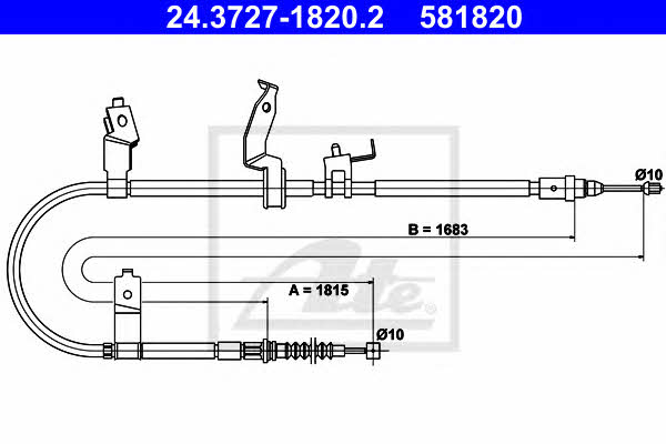 Ate 24.3727-1820.2 Parking brake cable, right 24372718202