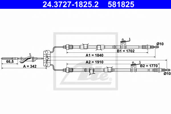 Ate 24.3727-1825.2 Cable Pull, parking brake 24372718252