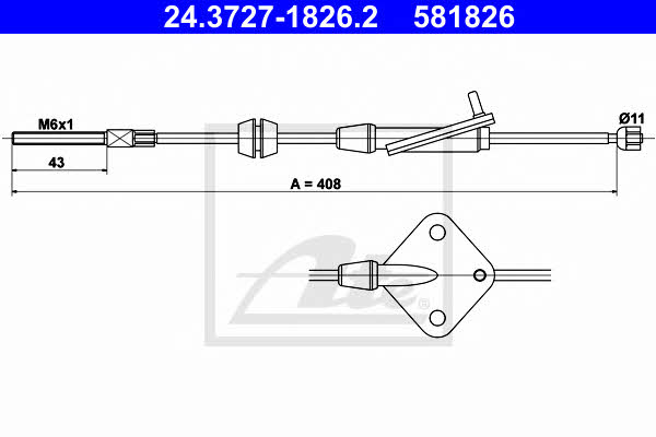Ate 24.3727-1826.2 Cable Pull, parking brake 24372718262