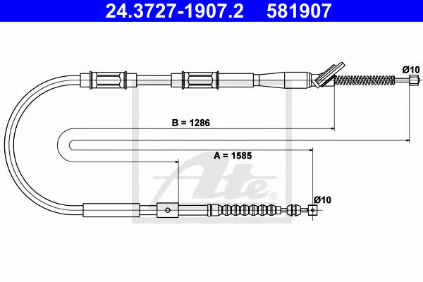 Ate 24.3727-1907.2 Parking brake cable left 24372719072