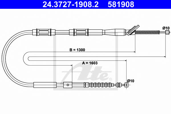Ate 24.3727-1908.2 Parking brake cable, right 24372719082