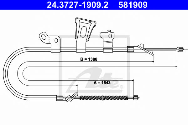 Ate 24.3727-1909.2 Parking brake cable left 24372719092