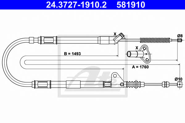 Ate 24.3727-1910.2 Parking brake cable, right 24372719102