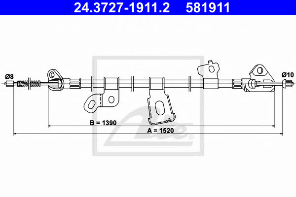 Ate 24.3727-1911.2 Parking brake cable left 24372719112