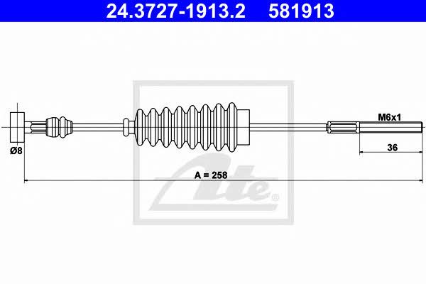 Ate 24.3727-1913.2 Cable Pull, parking brake 24372719132
