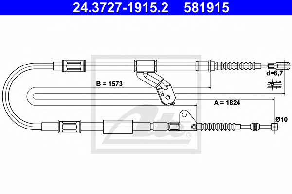 Ate 24.3727-1915.2 Cable Pull, parking brake 24372719152