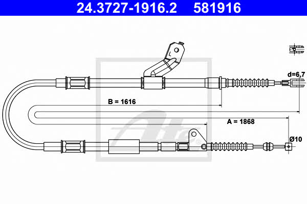 Ate 24.3727-1916.2 Cable Pull, parking brake 24372719162