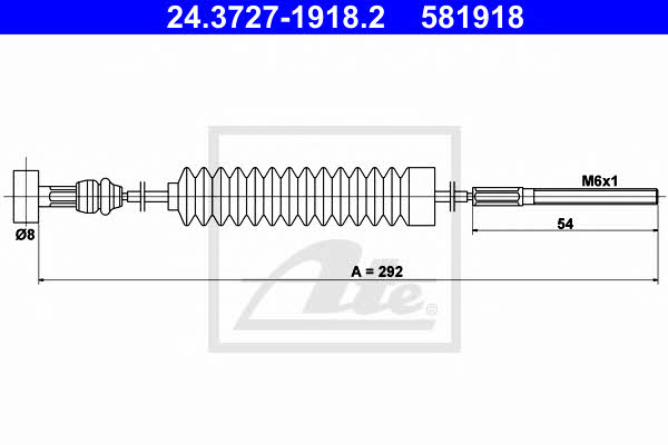 Ate 24.3727-1918.2 Cable Pull, parking brake 24372719182