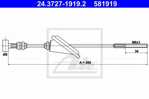 Ate 24.3727-1919.2 Cable Pull, parking brake 24372719192