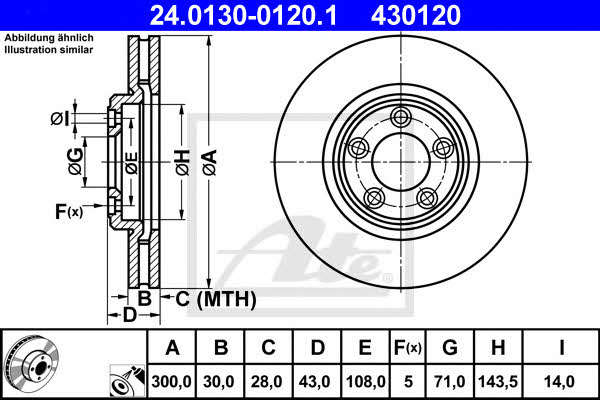 Ate 24.0130-0120.1 Front vented brake disc 24013001201 24013001201 Ate Front vented brake disc
