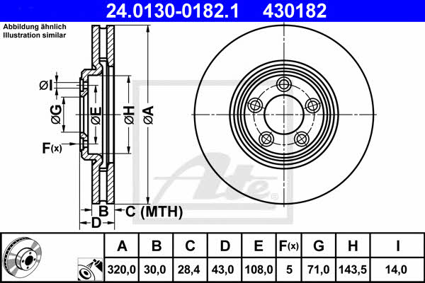 Brake rotor Jaguar: 24013001821 Ate Front vented brake disc