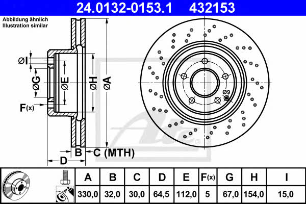 Ate 24.0132-0153.1 Front vented brake disc 24013201531 24013201531 Ate Front vented brake disc
