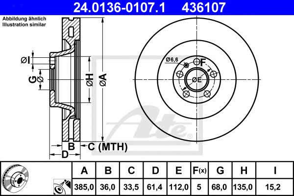 24013601071 Ate Front vented brake disc