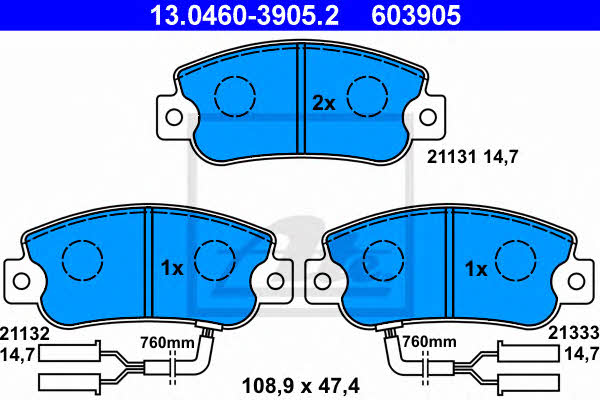 Ate 13.0460-3905.2 Brake Pad Set, disc brake 13046039052