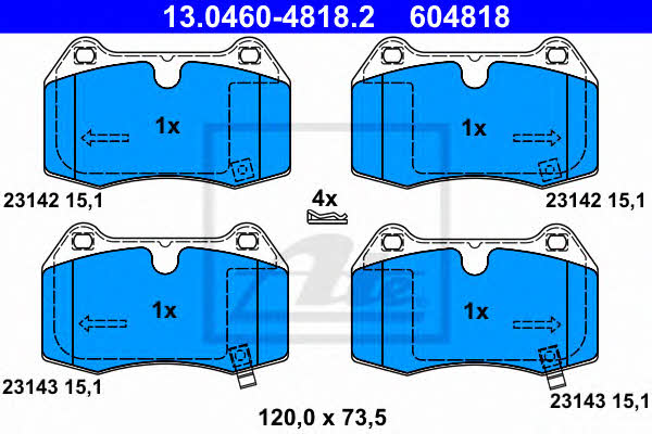 Ate 13.0460-4818.2 Brake pad set 13046048182 13046048182 Ate Brake pad set