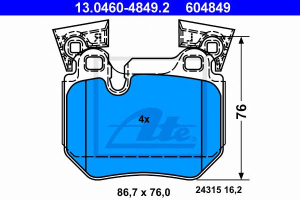 Ate Brake pad set – price 347 PLN