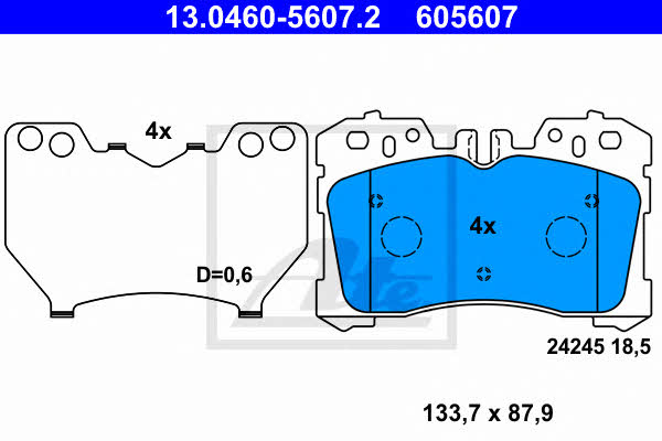 Ate 13.0460-5607.2 Brake Pad Set, disc brake 13046056072
