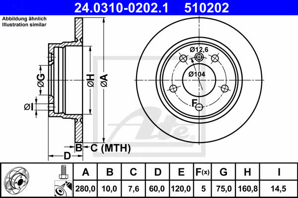 Ate 24.0310-0202.1 Rear brake disc, non-ventilated 24031002021