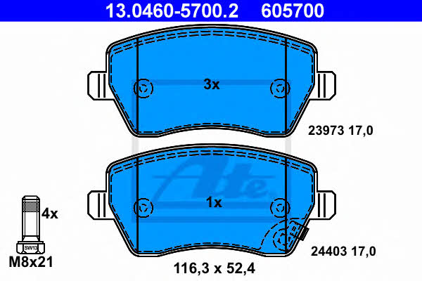 Ate Brake Pad Set, disc brake – price 144 PLN