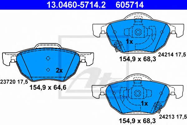 Ate Brake Pad Set, disc brake – price 210 PLN