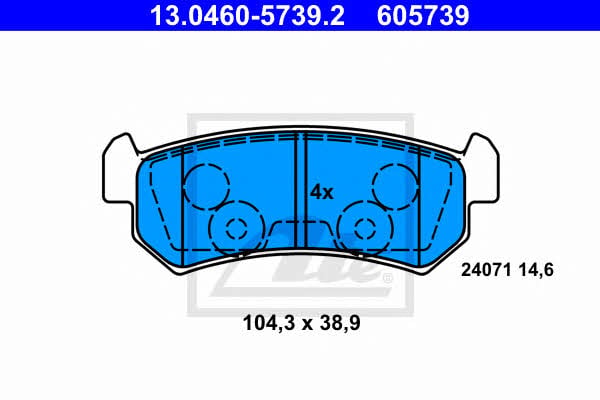 Brake pad set Ate 13.0460-5739.2