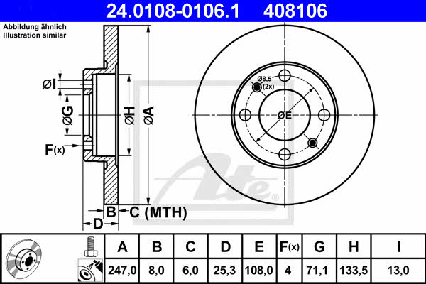 Ate Rear solid brake disc – price 125 PLN