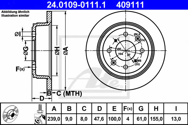 Ate Rear solid brake disc – price 152 PLN
