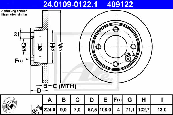 Ate Rear brake disc, non-ventilated – price 122 PLN