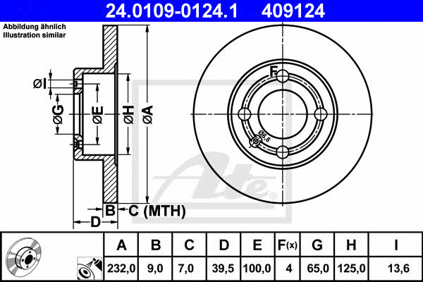 Ate Rear solid brake disc – price 131 PLN