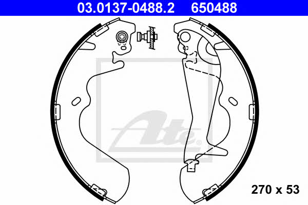 Ate 03.0137-0488.2 Brake shoe set 03013704882