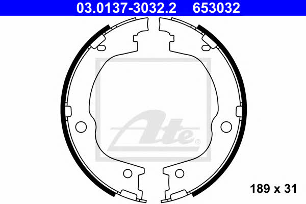 Handbrake brake pads Hyundai: 03013730322 Ate Handbrake shoes