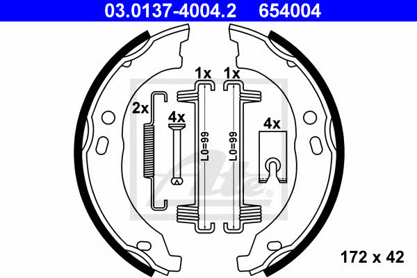 Ate 03.0137-4004.2 Parking brake shoes 03013740042