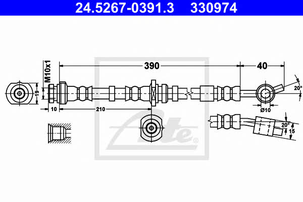 Ate 24.5267-0391.3 Brake Hose 24526703913