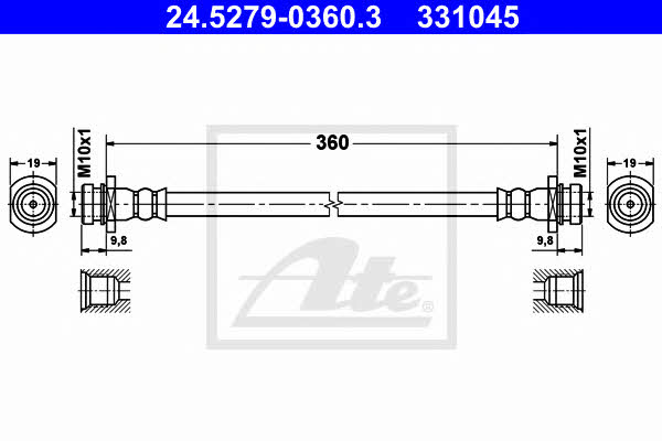 Flexible brake line Suzuki: 24527903603 Ate Brake Hose