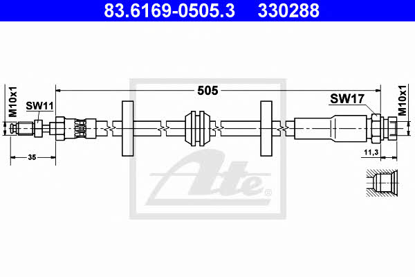 Ate 83.6169-0505.3 Brake Hose 83616905053