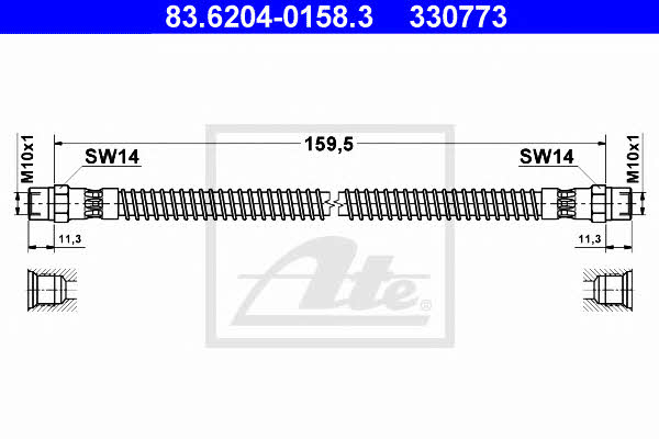 Ate 83.6204-0158.3 Brake Hose 83620401583