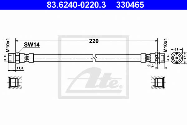 Ate 83.6240-0220.3 Brake Hose 83624002203