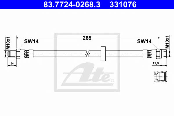 Ate 83.7724-0268.3 Brake Hose 83772402683