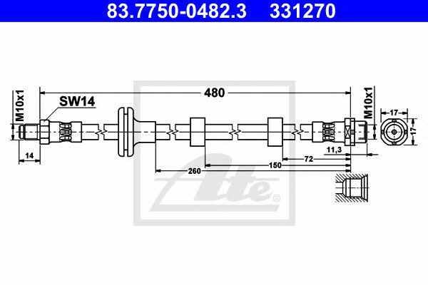 Ate 83.7750-0482.3 Brake Hose 83775004823